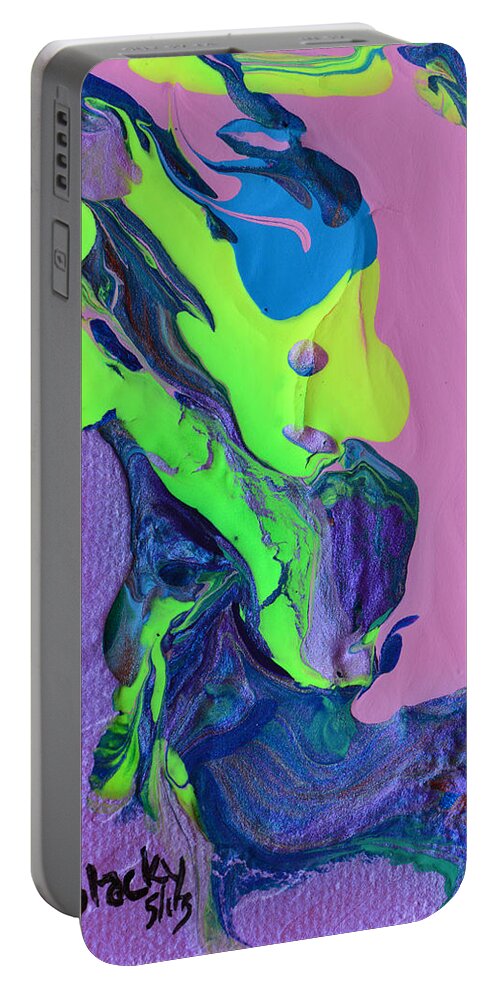 Wind Portable Battery Charger featuring the painting Sitting In The Wind by Donna Blackhall
