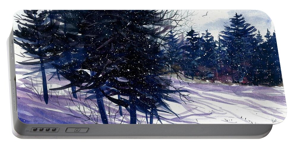 Ski Hill Portable Battery Charger featuring the painting Ski Hill by Steven Schultz