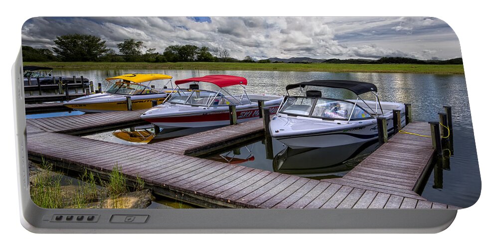 Boats Portable Battery Charger featuring the photograph Ski Nautique by Debra and Dave Vanderlaan