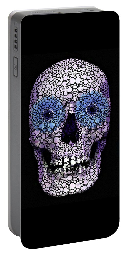Skull Portable Battery Charger featuring the painting Skull Art - Day Of The Dead 2 Stone Rock'd by Sharon Cummings