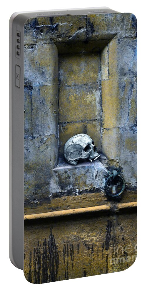 Skull Portable Battery Charger featuring the photograph Skull in Wall by Jill Battaglia