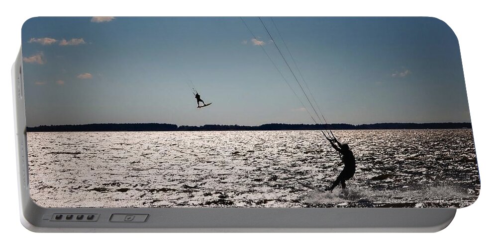 Kiteboarding Portable Battery Charger featuring the photograph Sky Jockey by Robert McCubbin