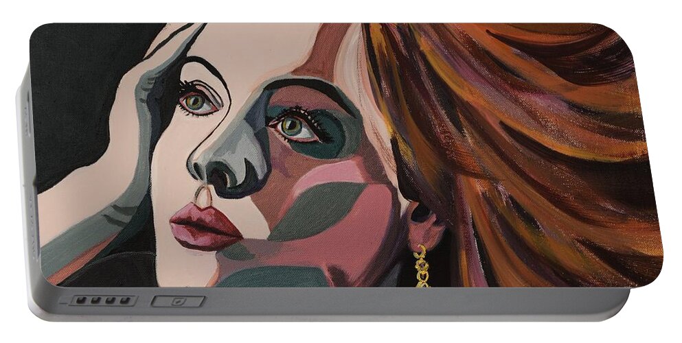 Portrait Portable Battery Charger featuring the painting Skyfall portrait crop by Christel Roelandt