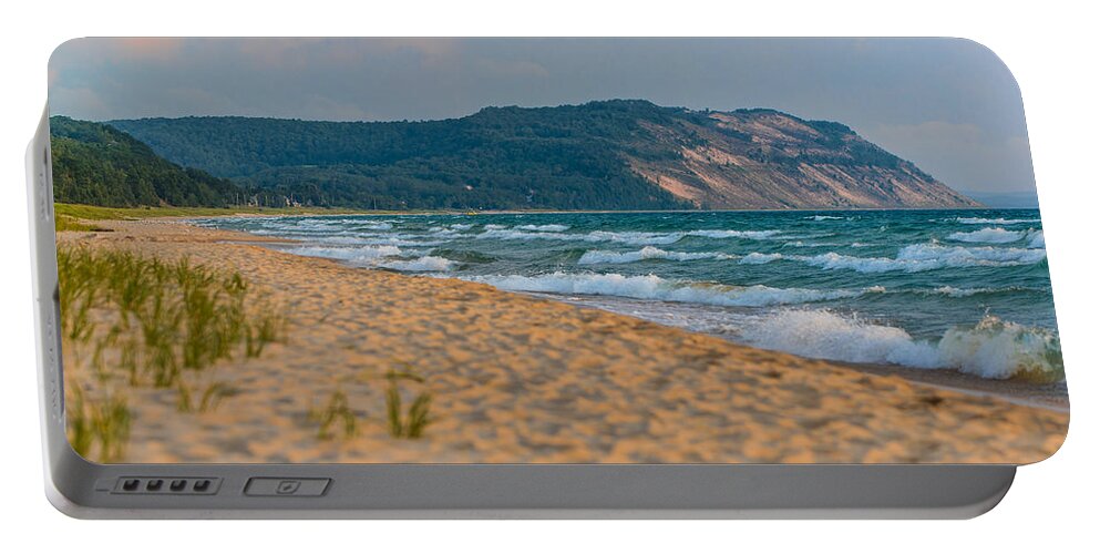 Clouds Portable Battery Charger featuring the photograph Sleeping Bear Dunes at Sunset by Sebastian Musial