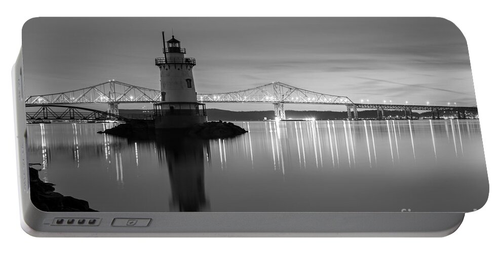 Ny Portable Battery Charger featuring the photograph Sleepy Hollow Light Reflections BW by Michael Ver Sprill