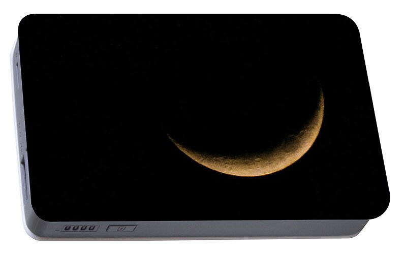 Oregon Portable Battery Charger featuring the photograph Slender Waxing Crescent Moon by KATIE Vigil
