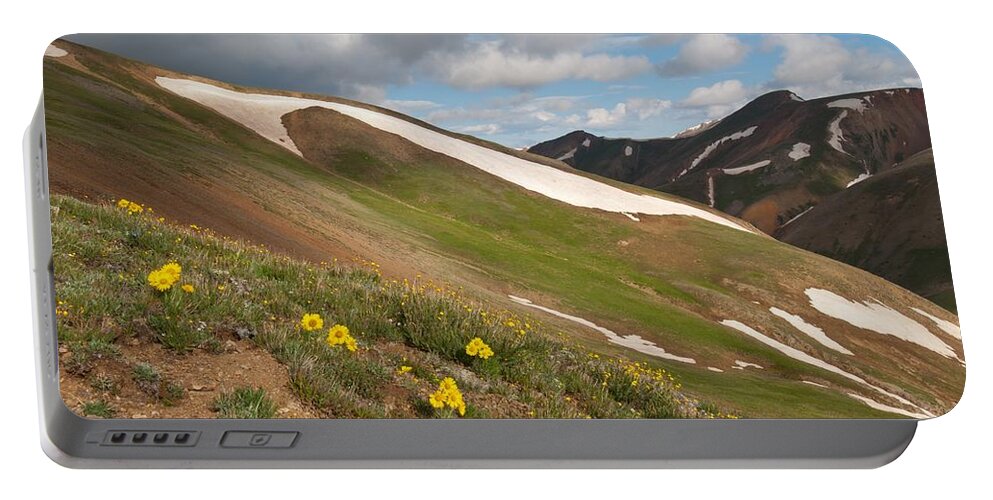 Redcloud Peak Portable Battery Charger featuring the photograph Slopes of Redcloud Peak by Cascade Colors