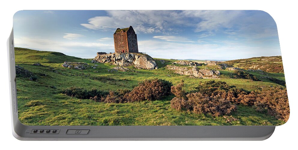 Tower Portable Battery Charger featuring the photograph Smailholm Tower by Grant Glendinning