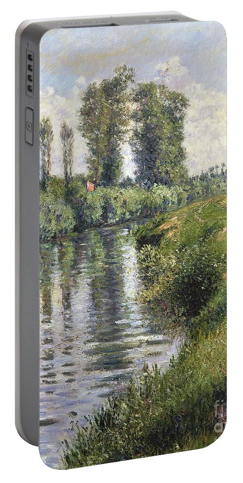 River; Impressionist; Landscape; Banks; Reflection; Reflet Portable Battery Charger featuring the painting Small Branch of the Seine at Argenteuil by Gustave Caillebotte