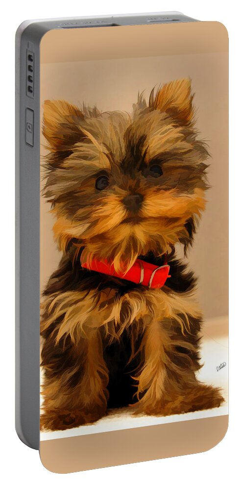 All Portable Battery Charger featuring the painting Small Dog Red Collar by Dean Wittle