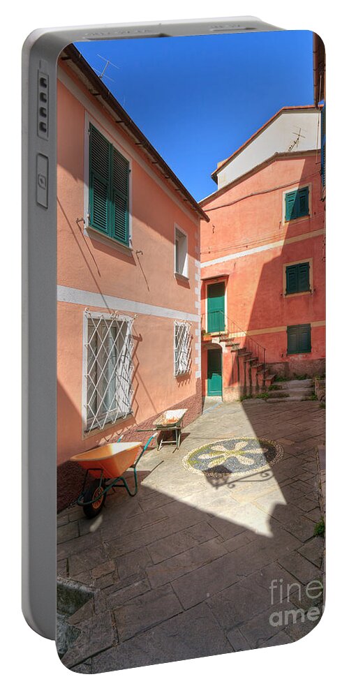 Ancient Portable Battery Charger featuring the photograph small square in Camogli by Antonio Scarpi