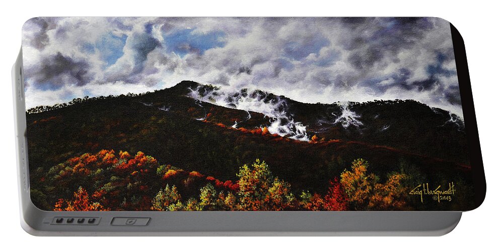 Smoky Mountains Portable Battery Charger featuring the painting Smoky Mountain Angel Hair by Craig Burgwardt