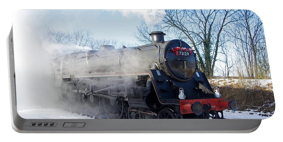 73129 Portable Battery Charger featuring the photograph Snow and Steam by David Birchall