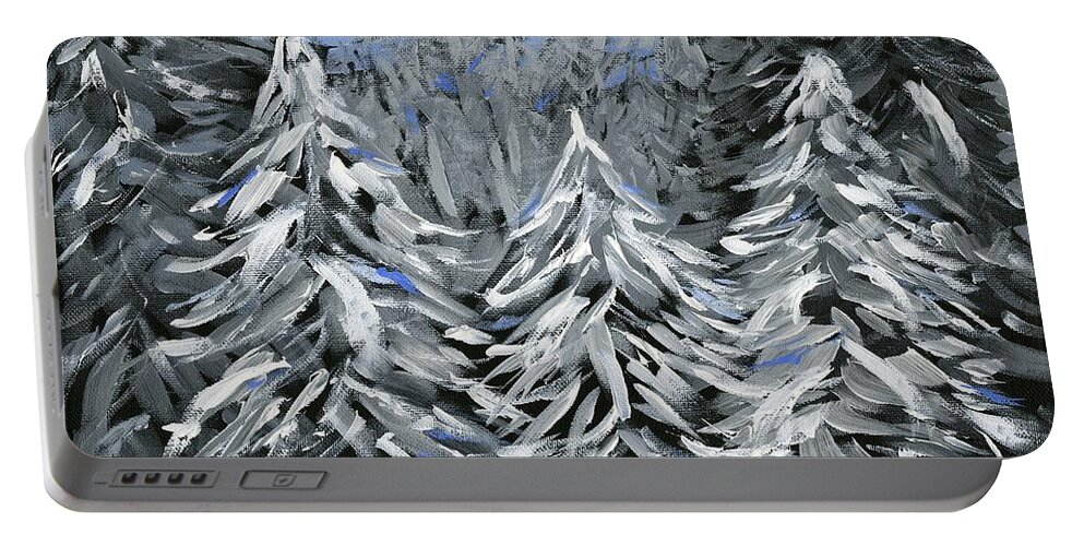 Landscape Portable Battery Charger featuring the painting Snow Day by Alice Faber