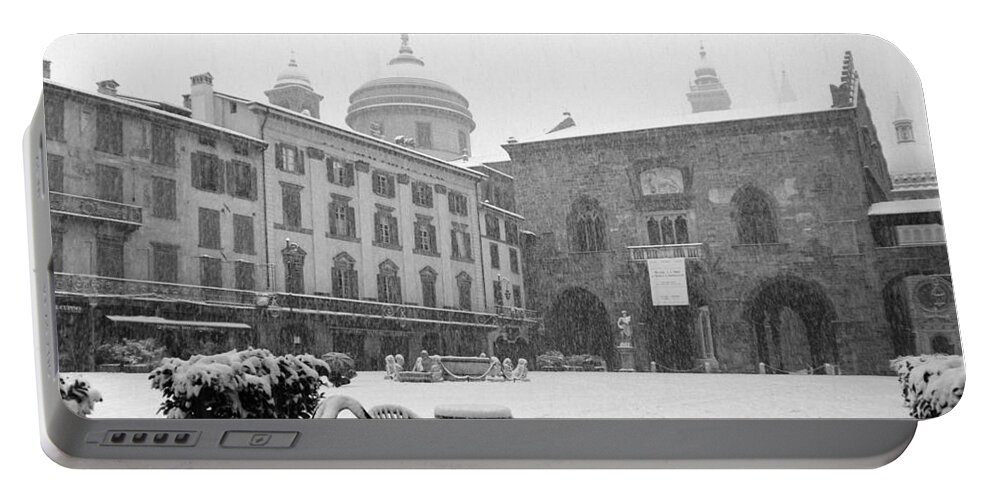 Bergamo Portable Battery Charger featuring the photograph Snow in Citta Alta by Riccardo Mottola