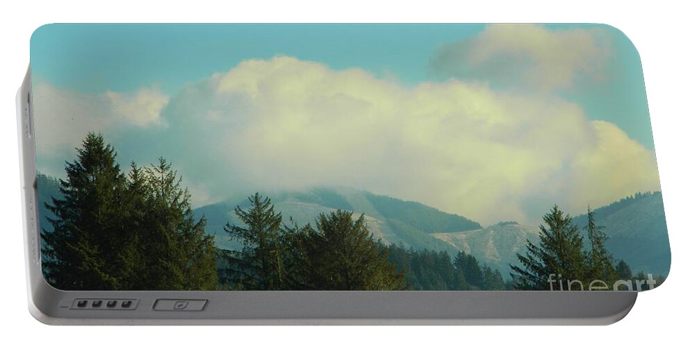 Snow Clouds Portable Battery Charger featuring the photograph Snow Mist Mountains by Gallery Of Hope 
