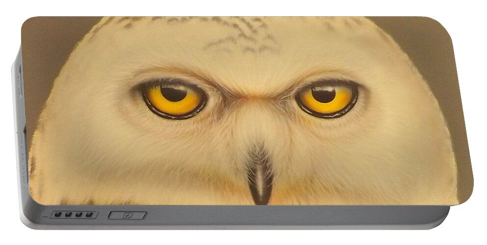 Snowy Owl Portable Battery Charger featuring the painting Snowy Owl by Darren Robinson
