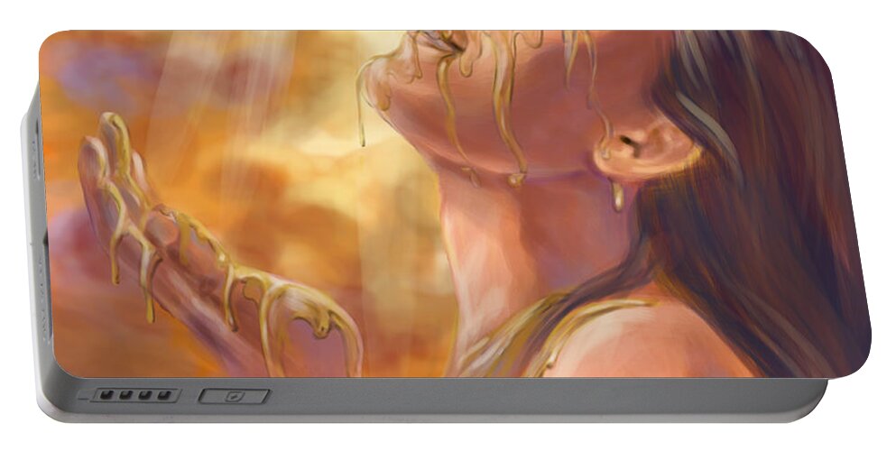 Prophetic Painting Portable Battery Charger featuring the digital art Soaking in Glory by Tamer and Cindy Elsharouni