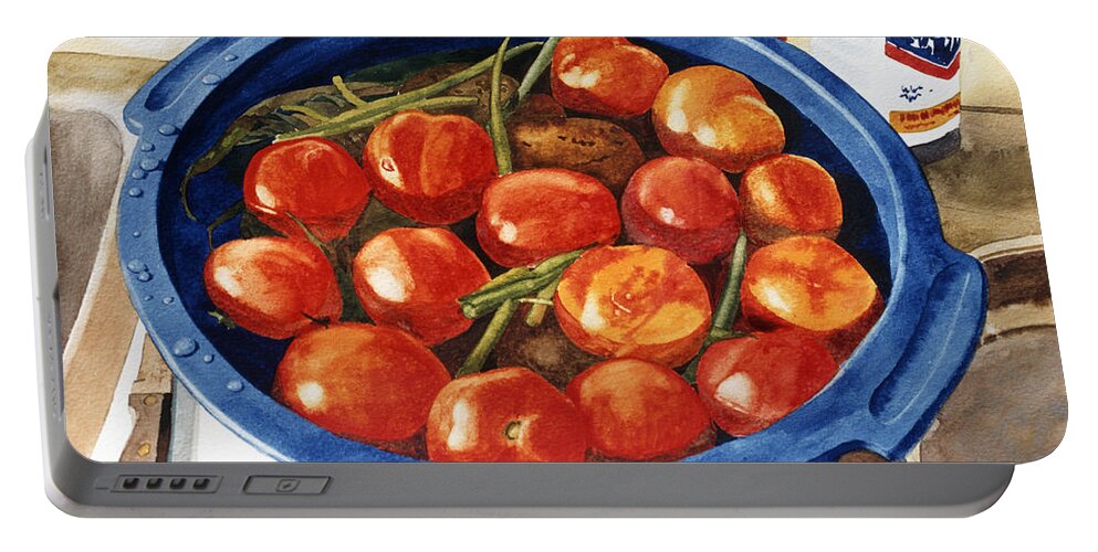 Vegetables Portable Battery Charger featuring the painting Soaking Tomatoes by Lynn Hansen