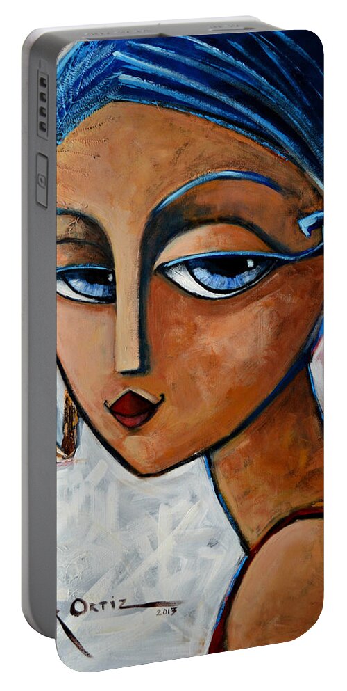 Chic Portable Battery Charger featuring the painting Sofia by Oscar Ortiz