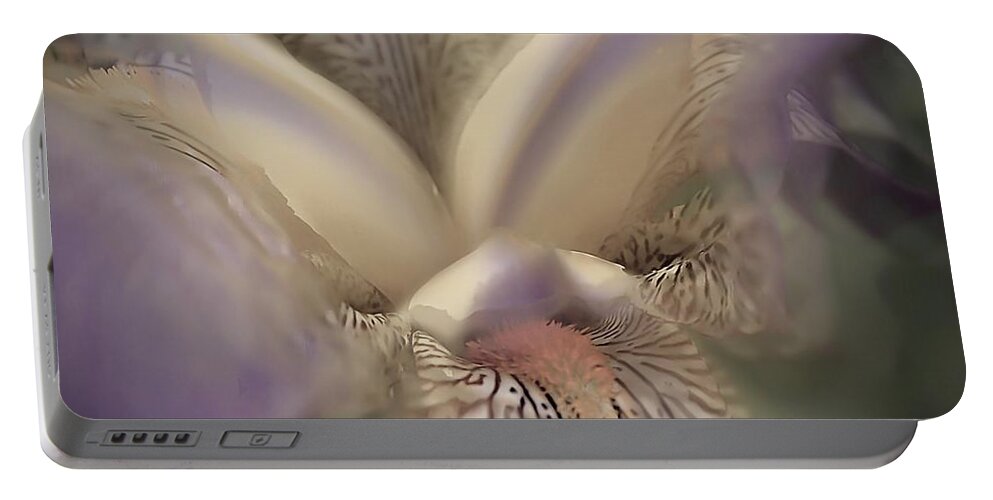 Iris Photographs Portable Battery Charger featuring the photograph Soft Iris Flower by Phyllis Meinke