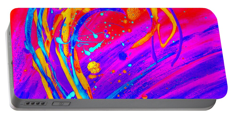 Abstract Portable Battery Charger featuring the painting Solar Flare by Darren Robinson