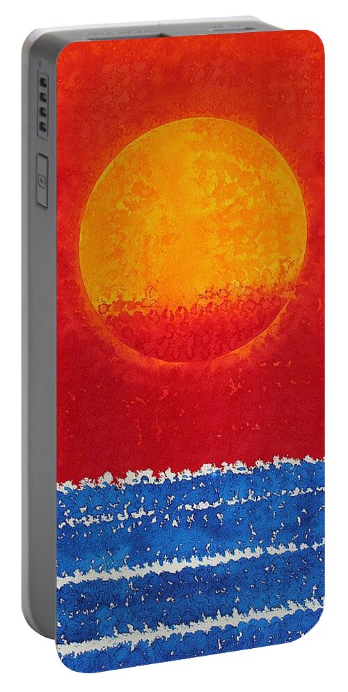 Sun Portable Battery Charger featuring the painting Solstice Sunrise original painting SOLD by Sol Luckman