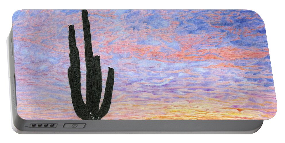 Colored Pencil Portable Battery Charger featuring the drawing Sonoran Desert Colors by Diana Hrabosky