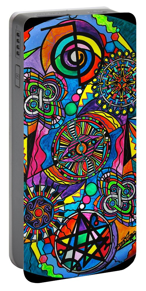 Vibration Portable Battery Charger featuring the painting Soul Retrieval by Teal Eye Print Store