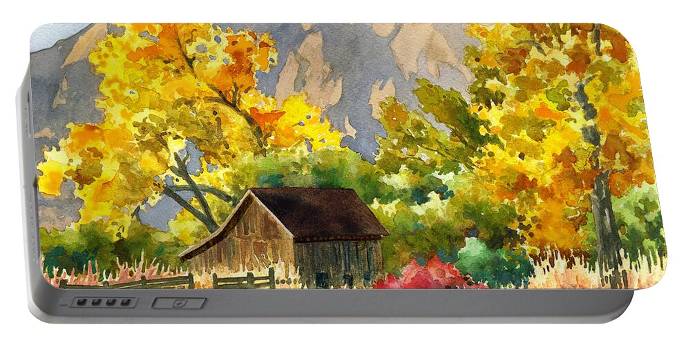 Barn Painting Portable Battery Charger featuring the painting South Boulder Barn by Anne Gifford