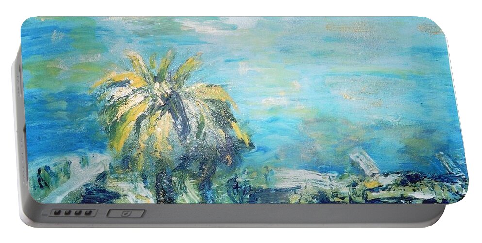 Seascape Portable Battery Charger featuring the painting South of France  Juan les Pins by Fereshteh Stoecklein