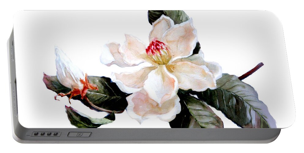Southern Magnolia Portable Battery Charger featuring the painting Southern Magnolia by Maryann Boysen