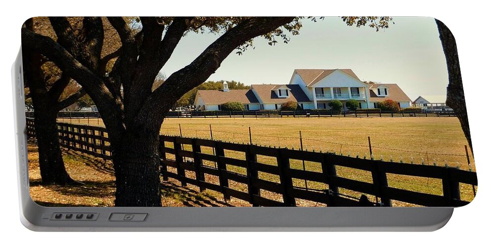 Southfork Ranch Portable Battery Charger featuring the photograph Southfork Ranch - Across the Pasture by Robert ONeil
