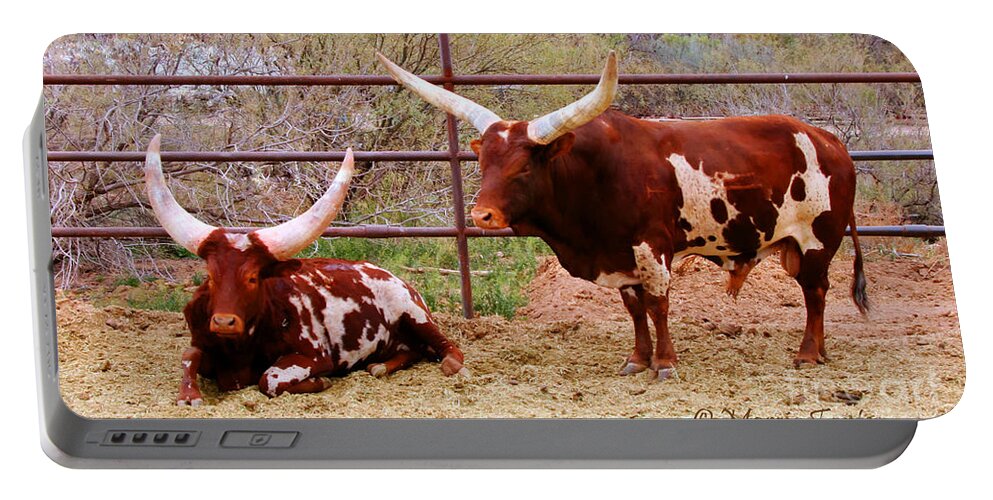 Arizona Portable Battery Charger featuring the photograph Southwest Long Horn Bulls by Tap On Photo