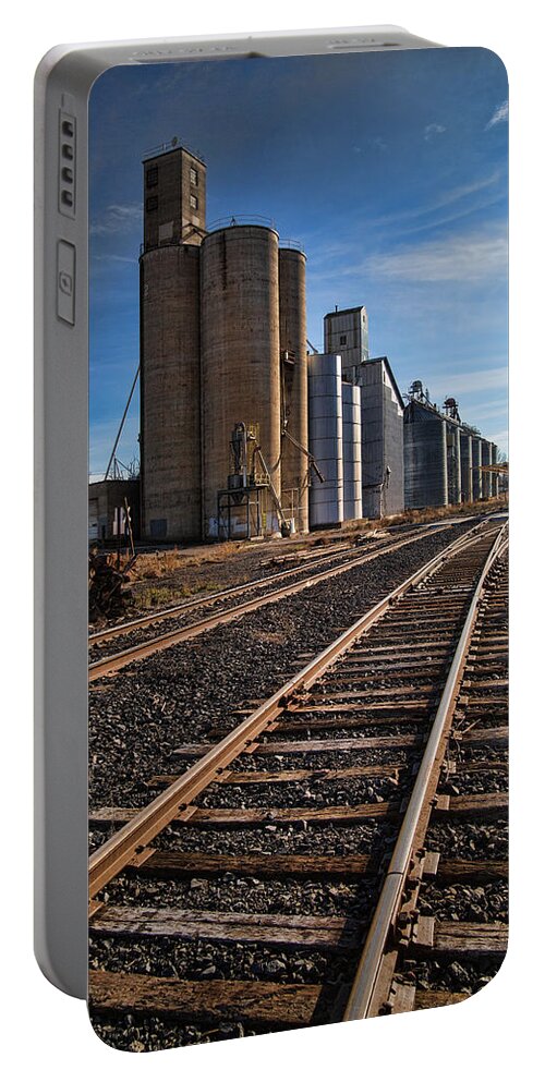 Spangle Portable Battery Charger featuring the photograph Spangle Grain Elevator Color by Paul DeRocker
