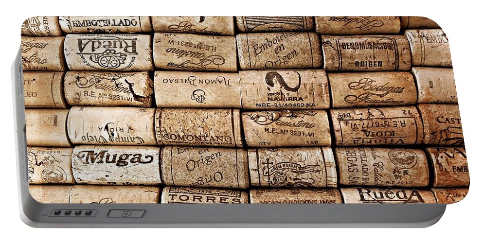 Wine Portable Battery Charger featuring the photograph Spanish Corks by Clare Bevan