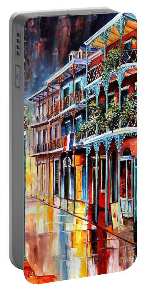 New Orleans Portable Battery Charger featuring the painting Sparkling French Quarter by Diane Millsap