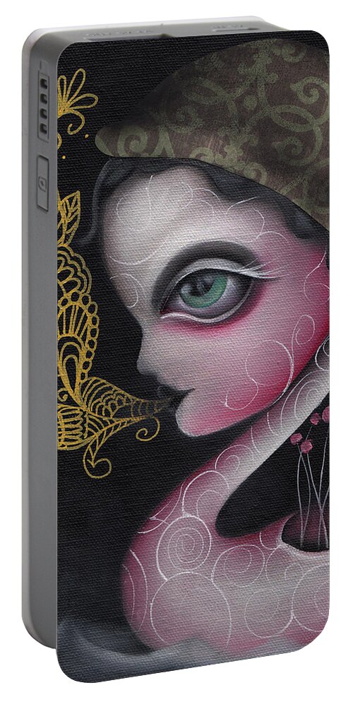 Swan Portable Battery Charger featuring the painting Spit it Out by Abril Andrade