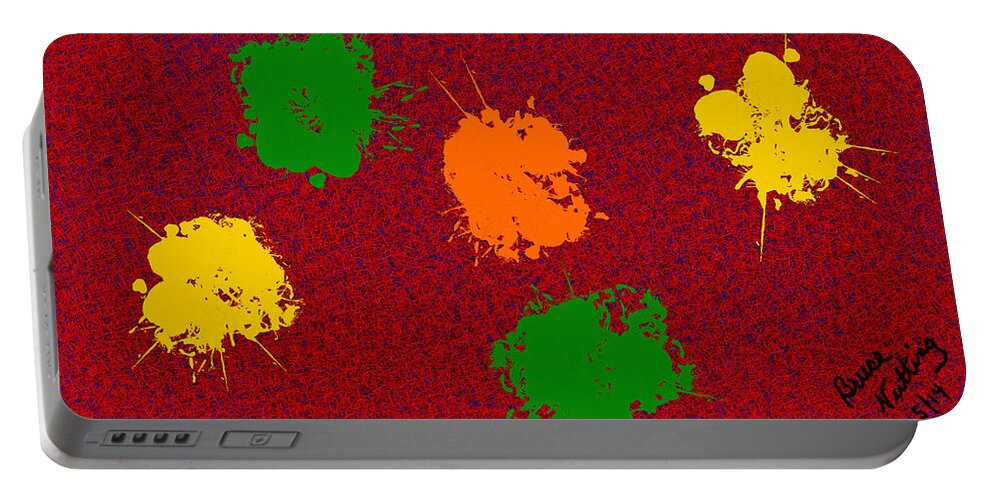 Orange Portable Battery Charger featuring the painting Splats on the Mat by Bruce Nutting