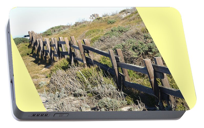 Split Rail Fence Portable Battery Charger featuring the digital art Split Rail Fence Yellow by Barbara Snyder