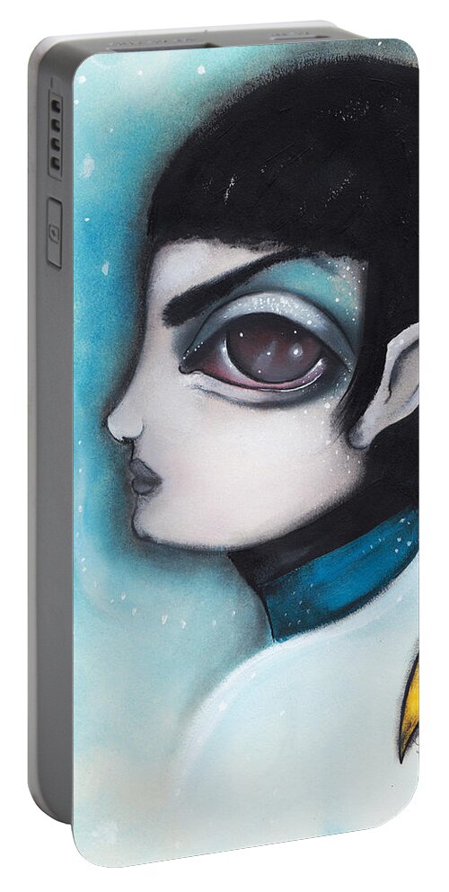 Leonard Nimoy Portable Battery Charger featuring the painting Spock by Abril Andrade