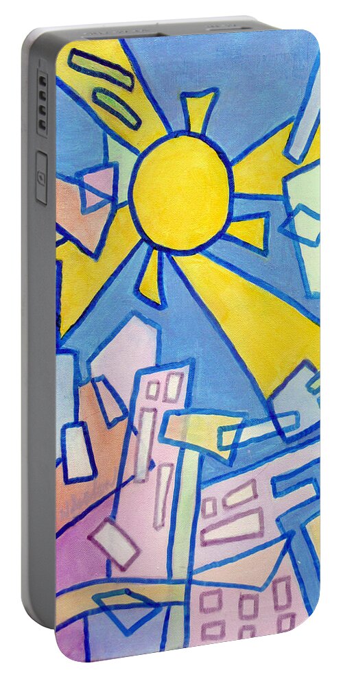 Jim Whalen Portable Battery Charger featuring the mixed media Summer In the City by Jim Whalen