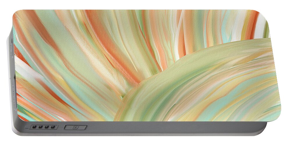 Peach Portable Battery Charger featuring the painting Spring Colors by Lourry Legarde