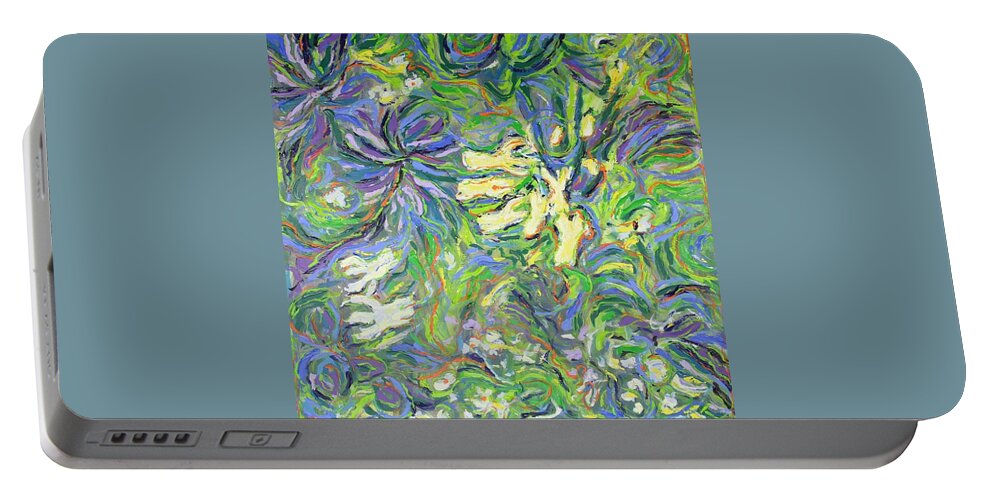 Abstract Portable Battery Charger featuring the painting Spring Exuberance 2 by Zofia Kijak