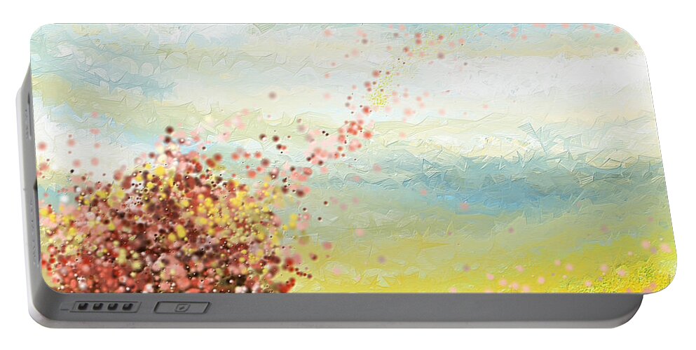 Four Seasons Portable Battery Charger featuring the painting Spring-Four Seasons Paintings by Lourry Legarde