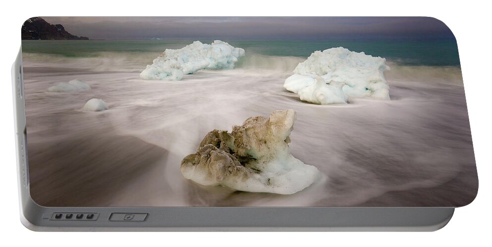 00345813 Portable Battery Charger featuring the photograph Spring Glacial Ice Along St Andrews Bay by Yva Momatiuk John Eastcott