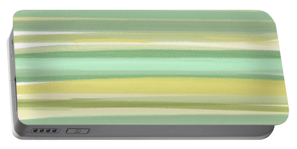 Light Green Portable Battery Charger featuring the painting Spring Green by Lourry Legarde