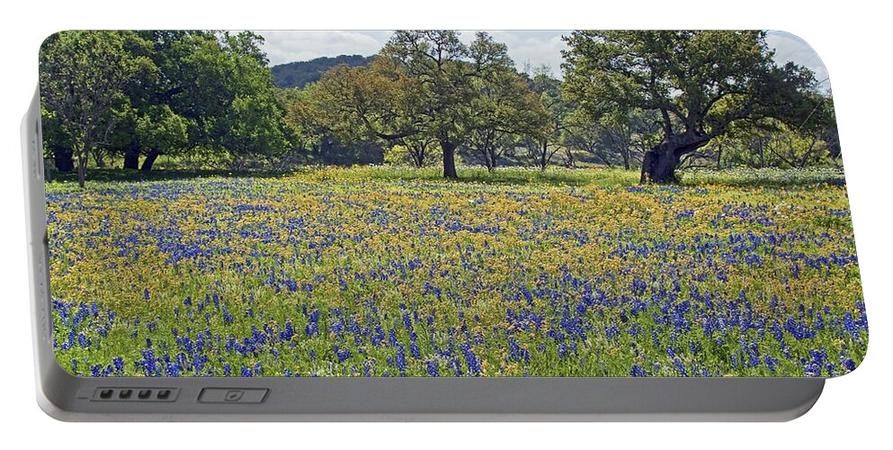 Yellow Portable Battery Charger featuring the photograph Spring in the Texas Hill Country by Gary Holmes