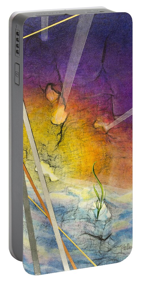 Abstract Portable Battery Charger featuring the painting Spring Is Sprung by Jack Malloch
