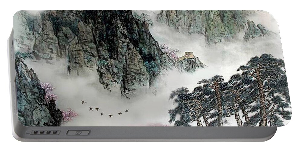 Mountains And Clouds Portable Battery Charger featuring the photograph Spring Mountains and the Great Wall by Yufeng Wang